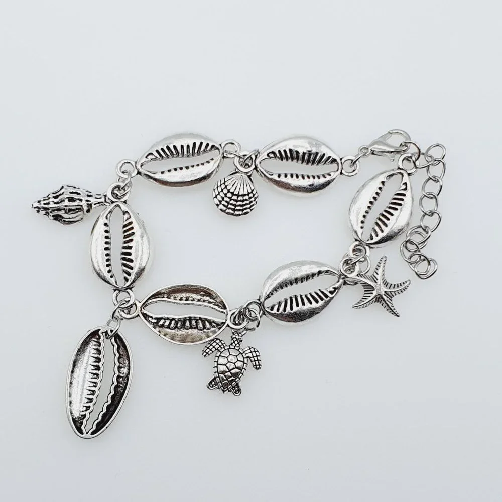🌸925 Silver Plated Starfish shell Turtle Anklet for Women, MARR9314 - Picture 6 of 6